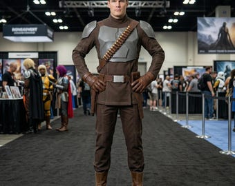 Mandalorian Warrior Costume: Beskar Armor Plates, Flight Suit, Leather Accessories Full Set - Mandalorian Cosplay