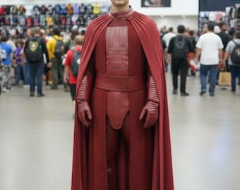 Star Wars Inspired Red Darth Vader Knight Cosplay Costume, Mandalorian suit | Full Suit with Cape & Robe