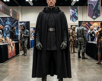 Luke Skywalker ROTJ Black Jedi Costume – Star Wars Dark Jedi Outfit with Robe & Cape Set for Adults Halloween