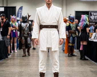 Elite Galactic White Warrior Robes | Sith-Inspired Jedi Knight Cosplay & Halloween Tunic Set
