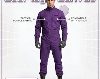 Tuta da pilota fantascientifica in cotone viola, tuta da volo tattica per cosplay, costume da pilota ribelle