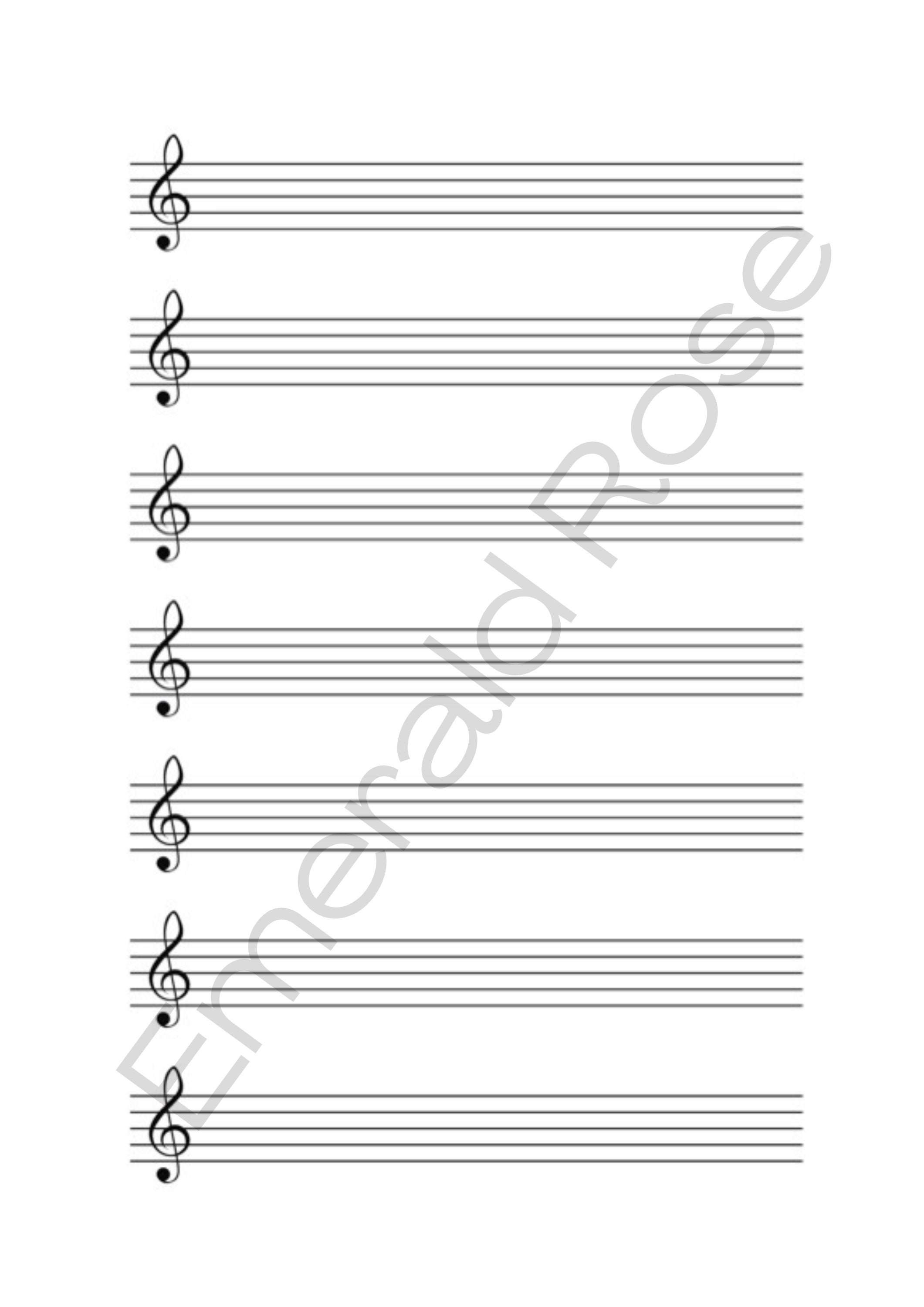 Blank Music Paper Treble and Bass Clef Piano Printable 4 Pages Etsy