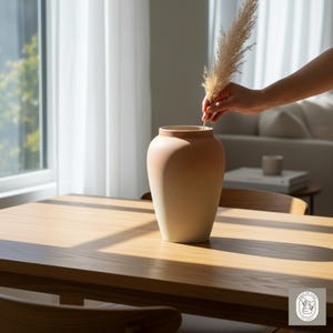 Large Minimalist Ceramic Vase, Modern Rustic Pottery Flower Vase, Neutral Home Decor