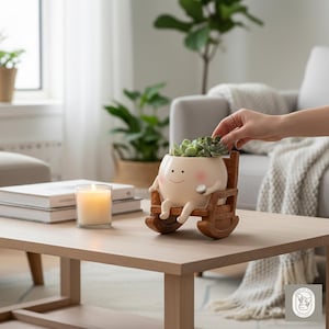 Creative Rocking Chair Succulent Planter - Character Pot for Home & Office Decor