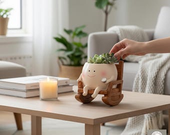 Creative Rocking Chair Succulent Planter - Character Pot for Home & Office Decor