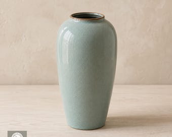 Celadon Crackle Glaze Vase Vintage Ceramic Flower Vase Home Decor