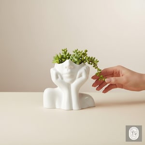Scandinavian Face Planter Vase Minimalist Ceramic Head Pot Succulent Planter Nordic Home Decor