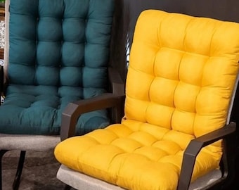 Tufted Chair Cushion with Back Support, Thick Seat Pad for Dining Chairs, Comfortable Chair Cushion for Office, Kitchen or Patio Seating
