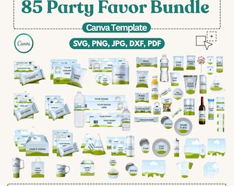 85 Party Favor Bundle Canva Templates, Editable Chip Bag Capri Sun Candy Wrapper Templates, Party Favor Bundle svg png jpg pdf