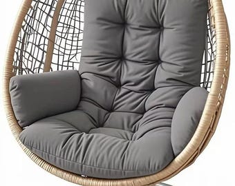 Thick Egg Chair Cushion with Armrests, Tufted Hanging Chair Cushion, Replacement Pad for Indoor Outdoor Egg Chair, Soft Basket Seat Cushion