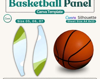 Basketball Panel Template Canva, Editable Basketball Panel Design, Size 5 6 7 Basketball Wrap Template, Printable A4 Ball Panel