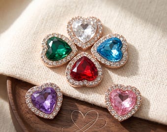 Heart Rhinestone Charms, Rose Gold Tone, DIY Jewelry, Hair Accessories, Craft Embellishments