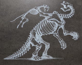 Smilodon & Giant Ground Sloth Framed Tile