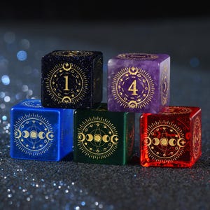 Edelstein W6 Würfel-Sterne und Mond Thema-und Würfel - D6 D6 Rollenspiel