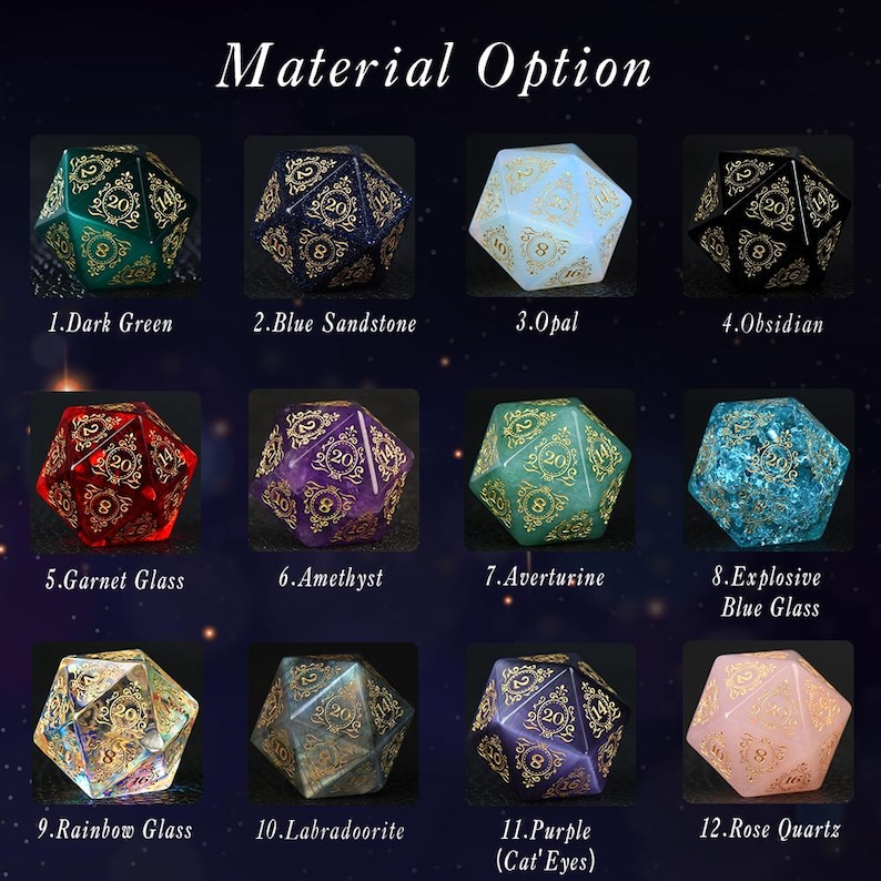 Personliga bröllopstärningar i rosenkvarts - Anpassade Dnd-presenter, bröllopspresent, äktenskapstärningar, anpassad D20, kristalltärningar, Dungeons and Dragons bild 12