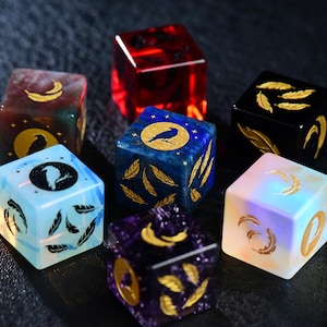 Edelstein-Würfel D6 – Rabenmotiv – D&D-Würfel – Dungeons & Dragons D6-Würfel – Rollenspiel