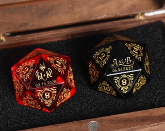 Custom Wedding Dice - Personalised Dnd Gifts, Wedding Gift, Monogram Dice, Custom D20, Crystal Dice, Dungeons and Dragons Dice set