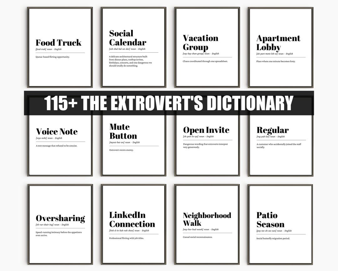 Extrovert Funny Definition Print Gift, Personality Wall Art Poster ...