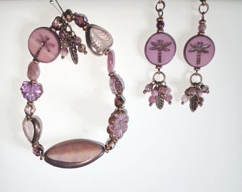 Czech Glass Bracelet and Earring Set