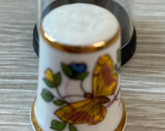 Ainsley Butterfly Thimble, English China , Vintage Collectible Boxed