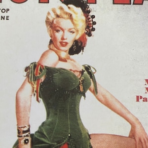 Cartão postal de Marilyn Monroe, capa de publicidade, Photoplay, vintage