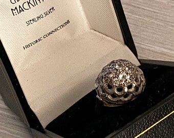 Brutalist Charles Rennie Mackintosh Ring, Sterling Silver, Scottish Vintage Jewelry