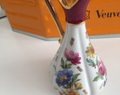 Limoges Porcelain Pitcher, Floral Slender Design, Vintage Collectible