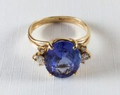 Tanzanite Ring, Diamonds, 14K Gold, Engagement, Wedding, Vintage Jewelry, CHRISTMAS SALE