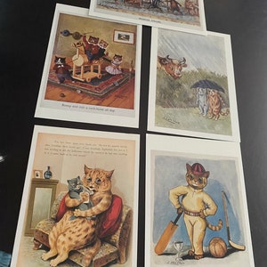 Chats anthropomorphes, artiste Louis Wain, cartes postales vintage Repro fin des années 1990, au choix