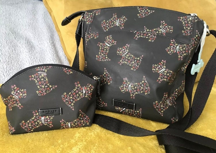 RADLEY Cross Body Bag With Matching Make up Bag Scottie Dog Cute