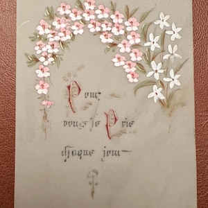 Tarjeta de oración religiosa, celuloide, flores, por ti rezo cada día