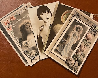 Actress Postcards, French and English Theatre Antique 1900s to 1920s, Some with Wear, Choose One or More, Overages will be refunded