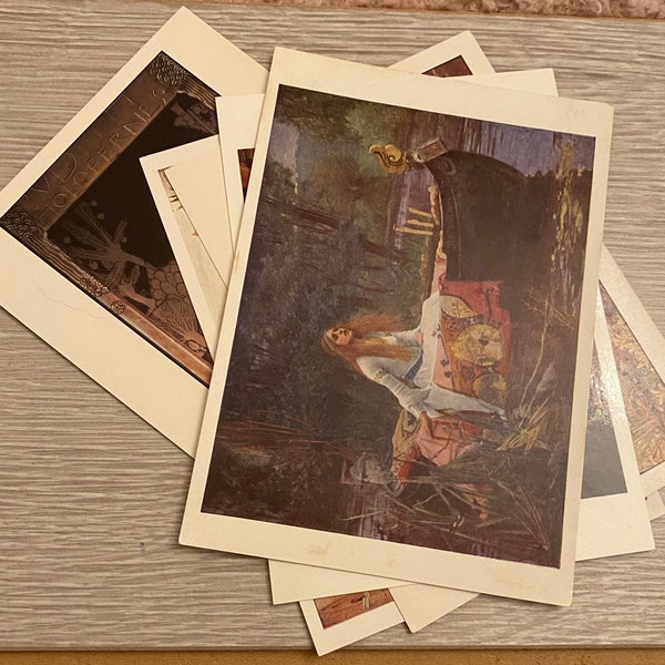 Künstlerpostkarten, Wählen Sie eine oder mehrere, Lady of Shalott, Ophelia, Dante und Beatrice, Judith Klimt