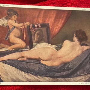 Ansichtkaart van de Spaanse kunstenaar Diego Velasquez, The Toilet of Venus, 17e-eeuws meesterwerk//ongeschreven, gepubliceerd voor de National Gallery 1970