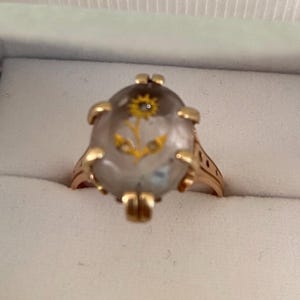 Rose of Sharon Ring, Amethyst Ring, Mined Diamonds, 10K Yellow Gold, 1880s Victorian Antique  Jewellery