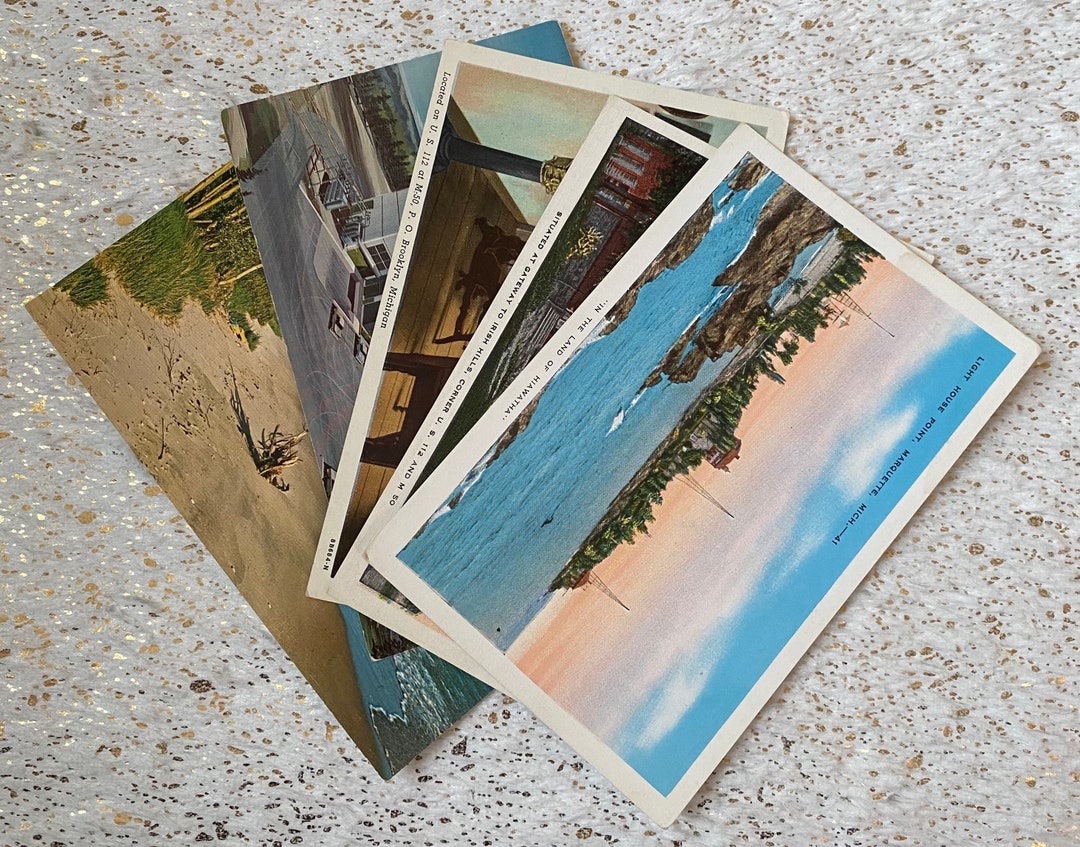 Vintage USA Postcards Collection 1960s 1940s Lot of 5 // Michigan State ...