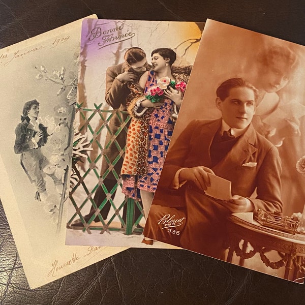 French Antique Postcards, Romantic Couples, Please Choose One