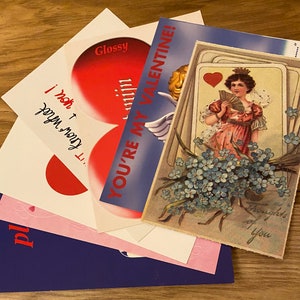 Cartes postales de la Saint-Valentin, femme glamour romantique, ange Cupidon, coeur, vintage, au choix
