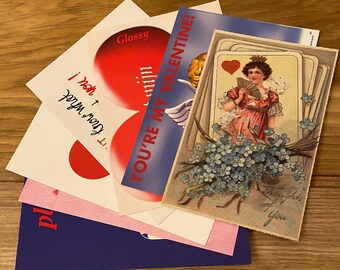 Valentine Postcards, Romantic Glamorous Lady, Cupid Angel, Heart, Vintage, Choose One