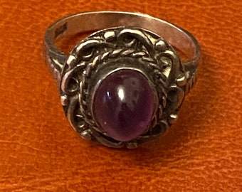Amethyst Ring Art Deco Ring Sterling Silver 1920s Vintage Jewelry