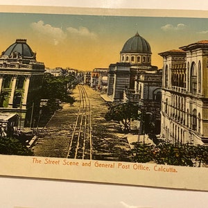 Centro de Calcuta, postal antigua de la década de 1920 sin escribir