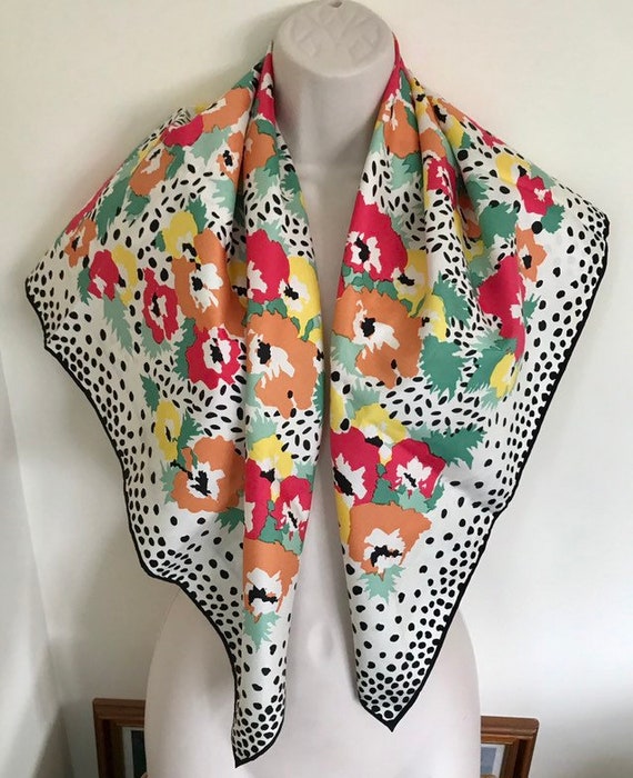 Jim Thompson Vintage Thai Silk Scarf, Floral Delig