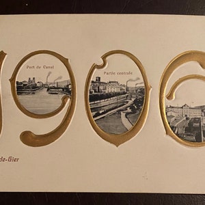 Happy New Year Postcard 1906 Embossed French Postcard, Unused Antique Carte Postale