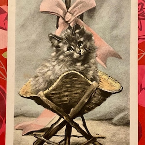 Chat confortable, carte postale ancienne imprimée en Allemagne des années 1900