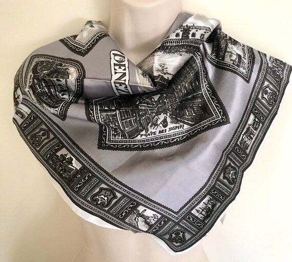 Venice Souvenir Scarf, Polyester Vintage Fabric