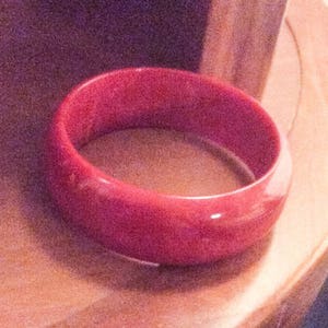 Red Bakelite Bangle Bracelet Mid Century Vintage Jewellery