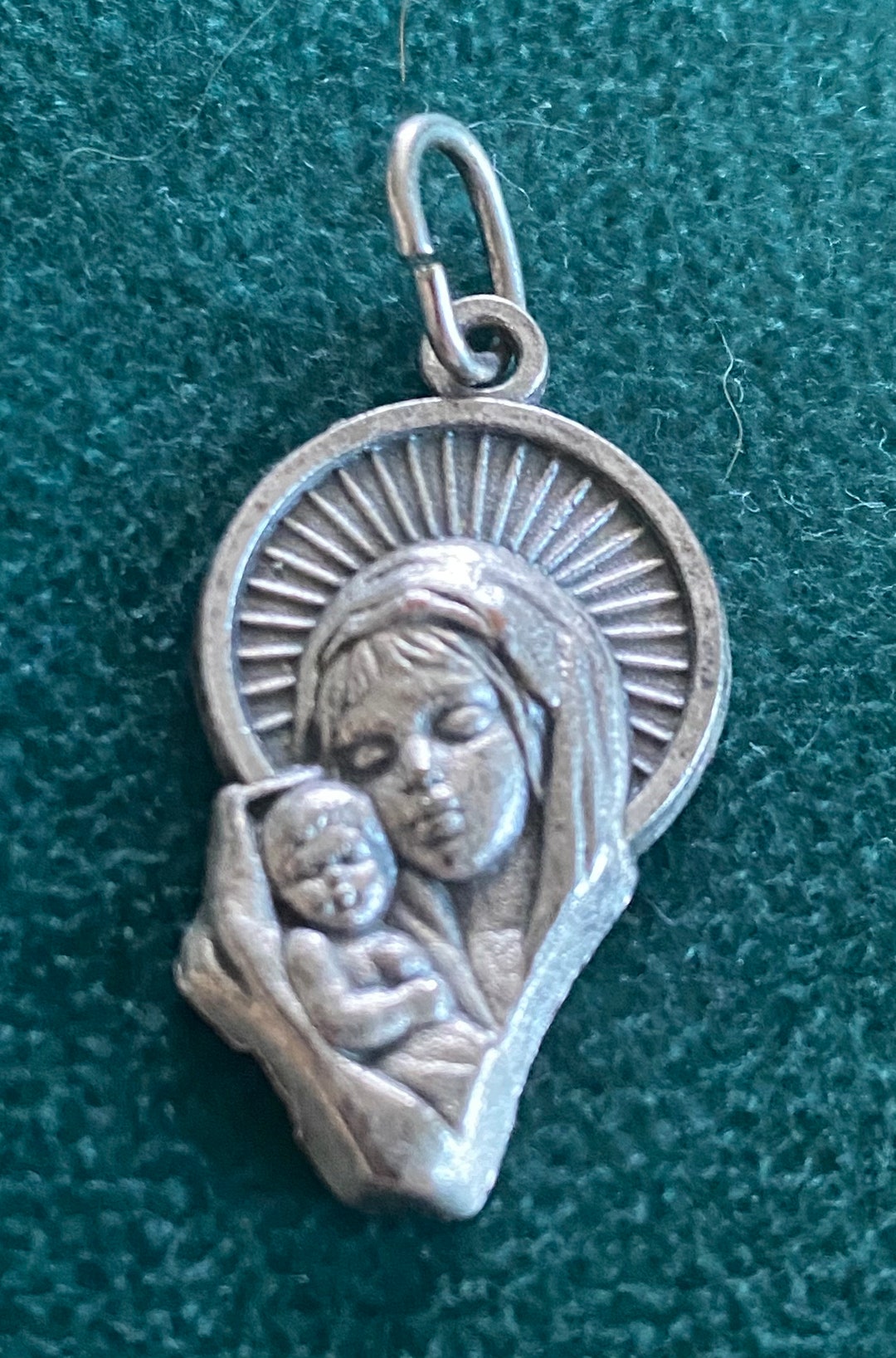 French Religious Medal, Madonna and Child, Mary and Jesus, Silver ...