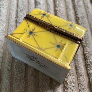Limoges Porcelain Trinket Box Yellow Treasure Box Peint Main Vintage French Collectible