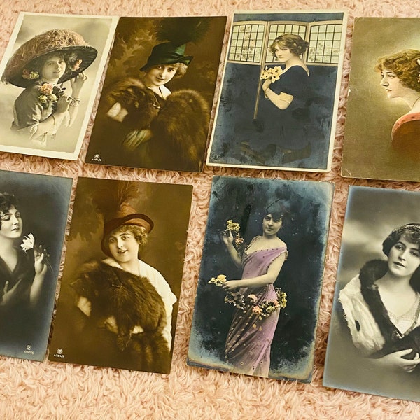Glamour Ladies Postcards, Hats, Hair, Fashion, 1910s 1920s Edwardian Choose One