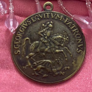 Art Nouveau Religious Medal, St George and the Dragon, Bronze